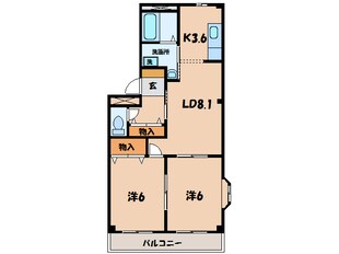 巨海 徒歩4分 2階の物件間取画像